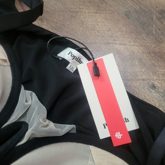 Popilush Black Lace Deep V Corset Shapewear Tummy Control Bodysuit Size  XXL - Picture 7 of 10